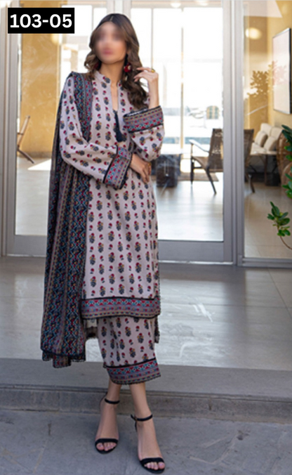 VOL 103 | DS 05 | DIGITAL PRINTED LAWN 3PC VOIL LAWN DUPATTA
