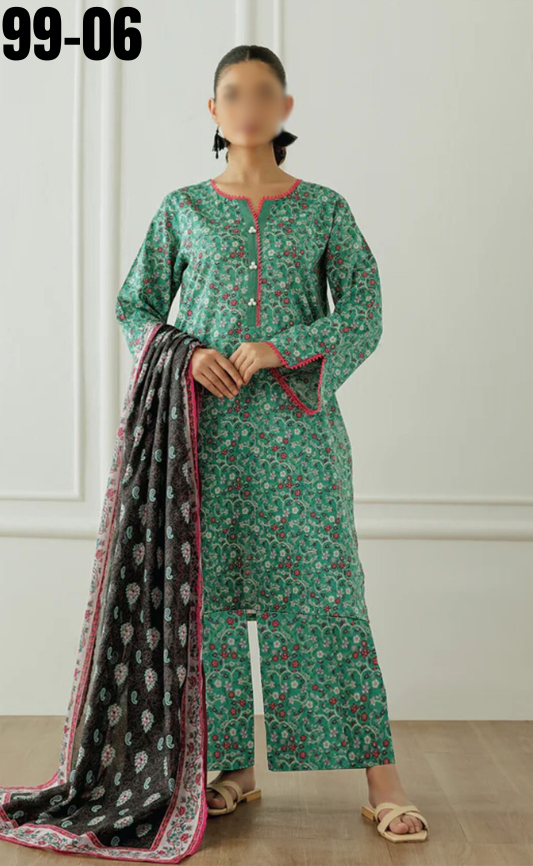 VOL 99 | DS 06 | DIGITAL PRINTED LAWN 3PC VOIL DUPATTA
