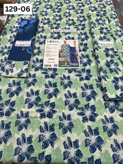VOL 129 | DS 06 | DIGITAL PRINTED BANADORA LAWN 3PC VOIL LAWN DUPATTA