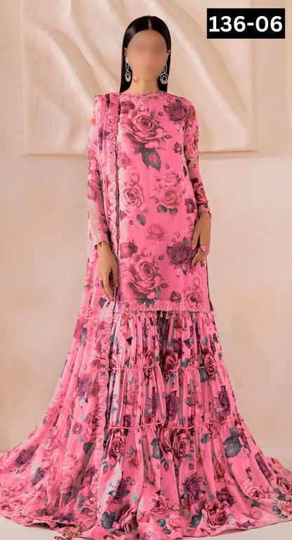 VOL 136 | DS 06 | DIGITAL PRINTED BANADORA LAWN 3PC VOIL LAWN DUPATTA