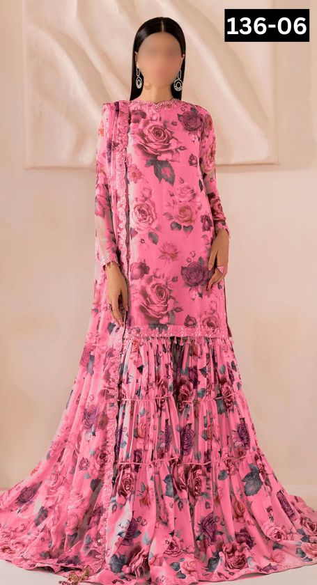 VOL 136 | DS 06 | DIGITAL PRINTED BANADORA LAWN 3PC VOIL LAWN DUPATTA