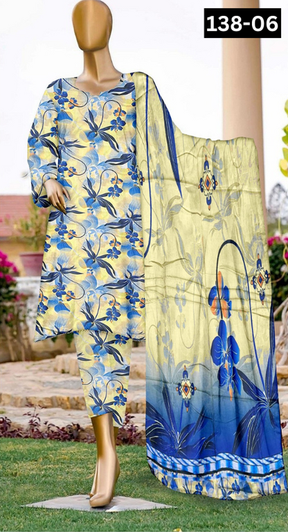 VOL 138 | DS 06 | DIGITAL PRINTED LAWN 3PC VOIL LAWN DUPATTA
