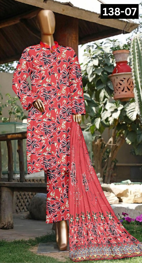 VOL 138 | DS 07 | DIGITAL PRINTED LAWN 3PC VOIL LAWN DUPATTA