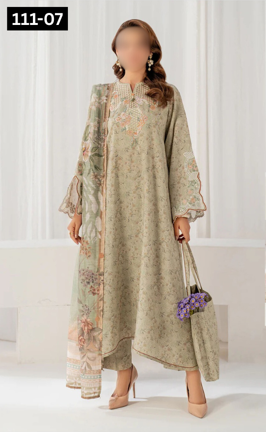 VOL 111 | DS 07 | DIGITAL PRINTED LAWN 3PC VOIL LAWN DUPATTA