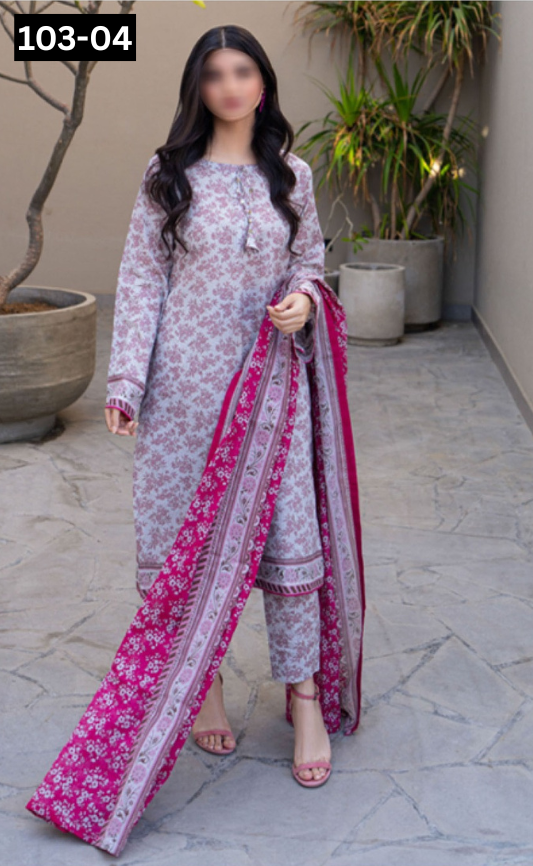 VOL 103 | DS 04 | DIGITAL PRINTED LAWN 3PC VOIL LAWN DUPATTA