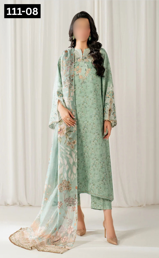 VOL 111 | DS 08 | DIGITAL PRINTED LAWN 3PC VOIL LAWN DUPATTA