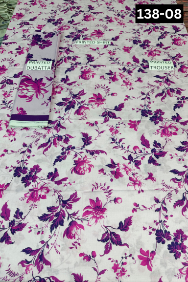 VOL 138 | DS 08 | DIGITAL PRINTED LAWN 3PC VOIL LAWN DUPATTA
