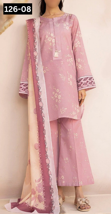VOL 126 | DS 08 | DIGITAL PRINTED LAWN 3PC VOIL LAWN DUPATTA