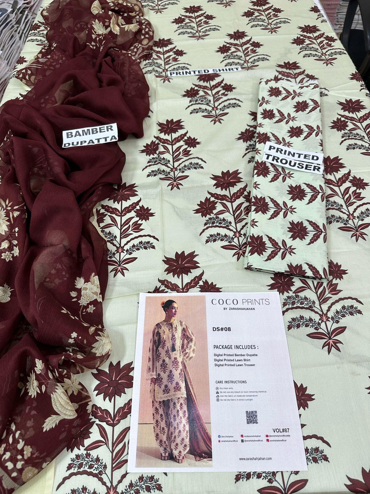 VOL 87 | DS 08 | DIGITAL PRINTED LAWN 3PC BEMBER DUPATTA