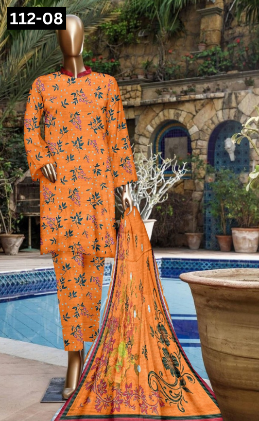 VOL 112 | DS 08 | DIGITAL PRINTED LAWN 3PC VOIL LAWN DUPATTA