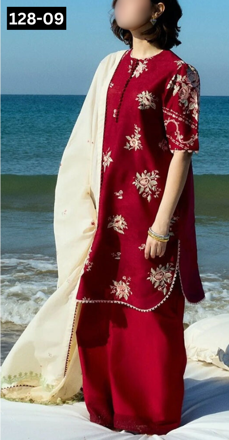 VOL 128 | DS 09 | DIGITAL PRINTED LAWN 3PC VOIL LAWN DUPATTA
