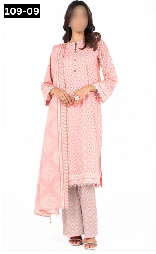 VOL 109 | DS 09 | DIGITAL PRINTED LAWN 3PC VOIL LAWN DUPATTA