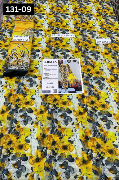 VOL 131 | DS 09 | DIGITAL PRINTED BANADORA LAWN 3PC VOIL LAWN DUPATTA