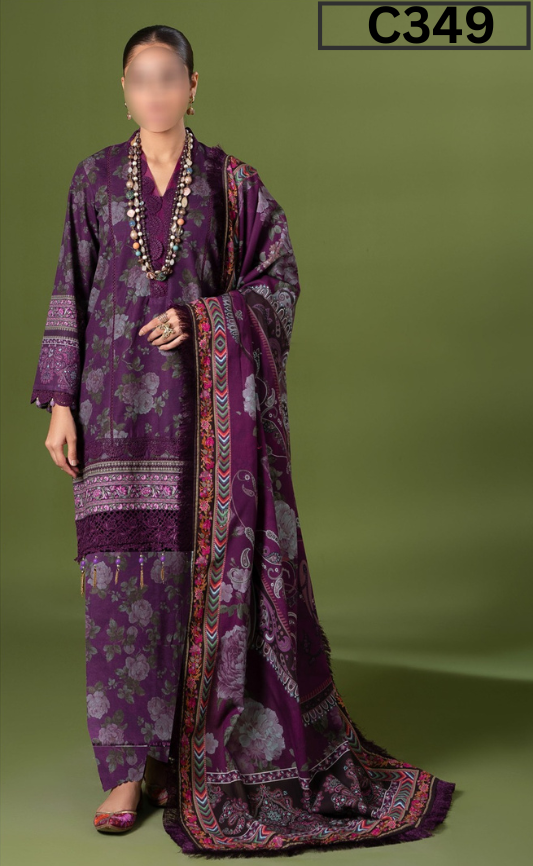 DIGITAL PRINTED LINEN 3PC | DS C349 |