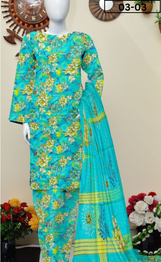 VOL 03 | DS 03 | ZARI LAWN DIGITAL PRINTED 3PC