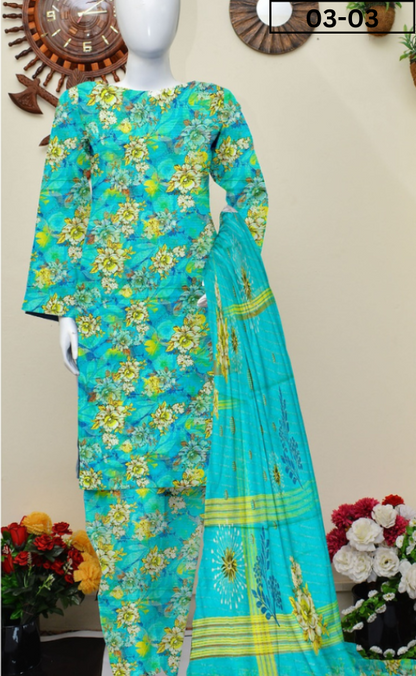 VOL 03 | DS 03 | ZARI LAWN DIGITAL PRINTED 3PC