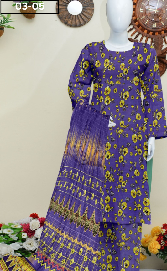 VOL 03 | DS 05 | ZARI LAWN DIGITAL PRINTED 3PC