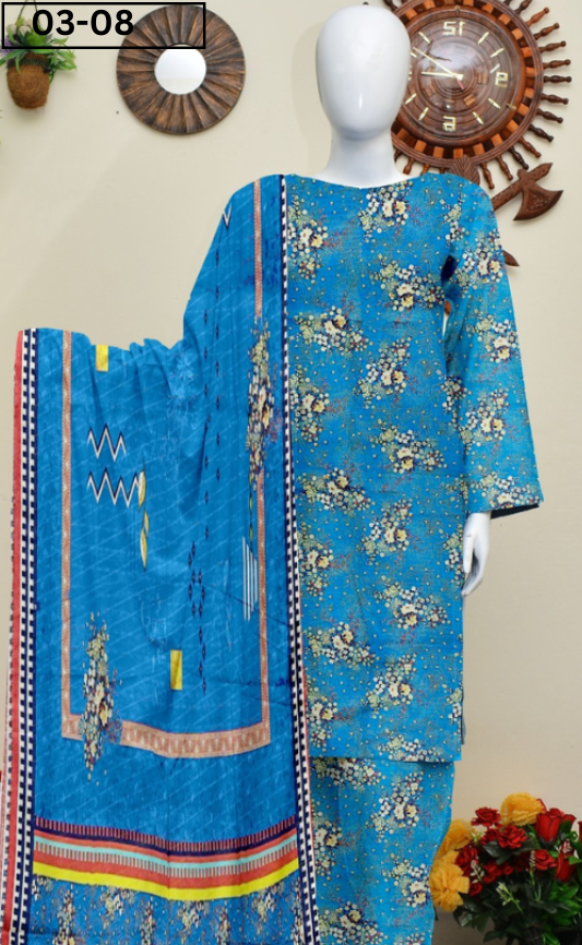 VOL 03 | DS 08 | ZARI LAWN DIGITAL PRINTED 3PC