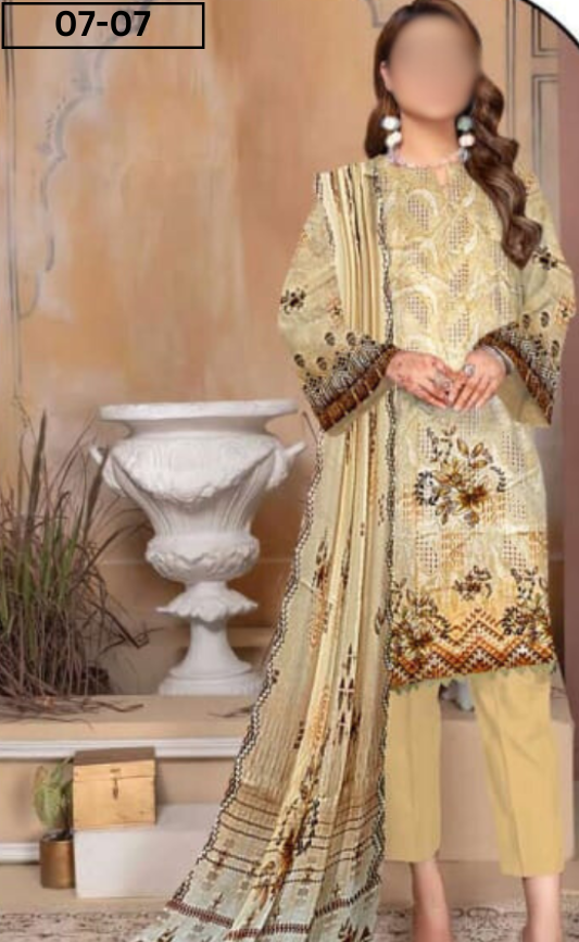 VOL 07 | DS 07 | DIGITAL PRINTED LAWN CHIKANKAARI 3PC