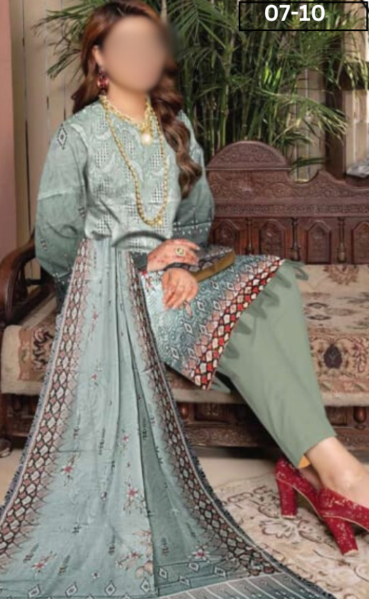 VOL 07 | DS 10 | DIGITAL PRINTED LAWN CHIKANKAARI 3PC