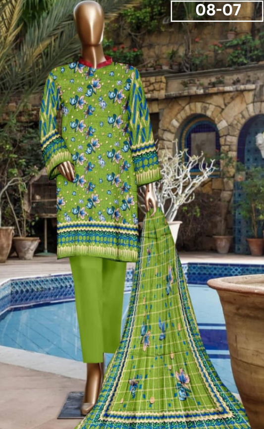 VOL 08 | DS 07 | DIGITAL PRINTED BANA DORIYA  LAWN 3PC