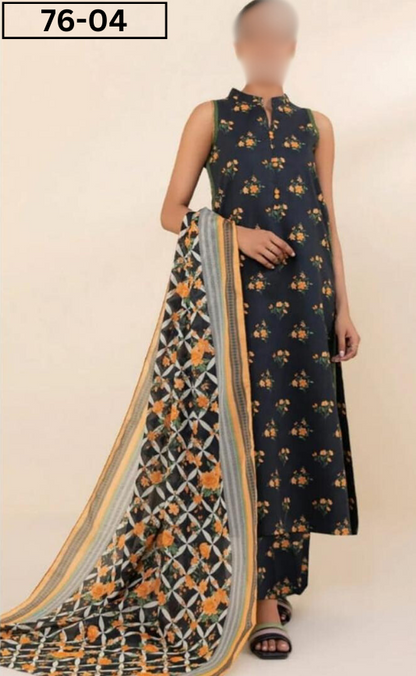 VOL 76 | DS 04 | DIGITAL PRINTED LAWN 3PC VOIL LAWN DUBATTA