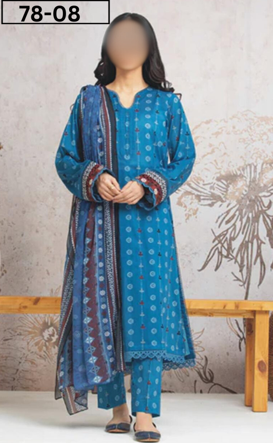 VOL 78 | DS 08 | BANA DORA PRINTED LAWN 3PC