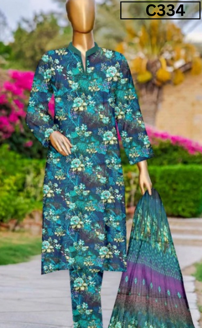 DIGITAL PRINTED LINEN 3PC | DS C334 |