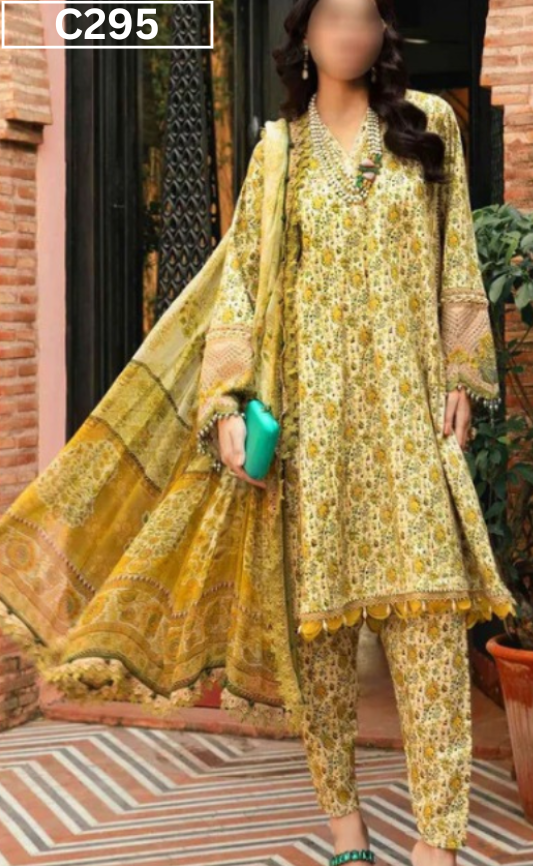 DIGITAL PRINTED LINEN 3PC | DS C295 |