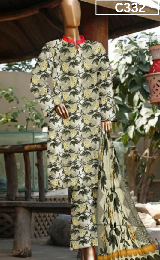 DIGITAL PRINTED LINEN 3PC | DS C332 |