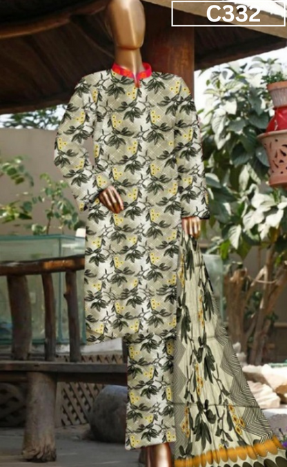 DIGITAL PRINTED LINEN 3PC | DS C332 |