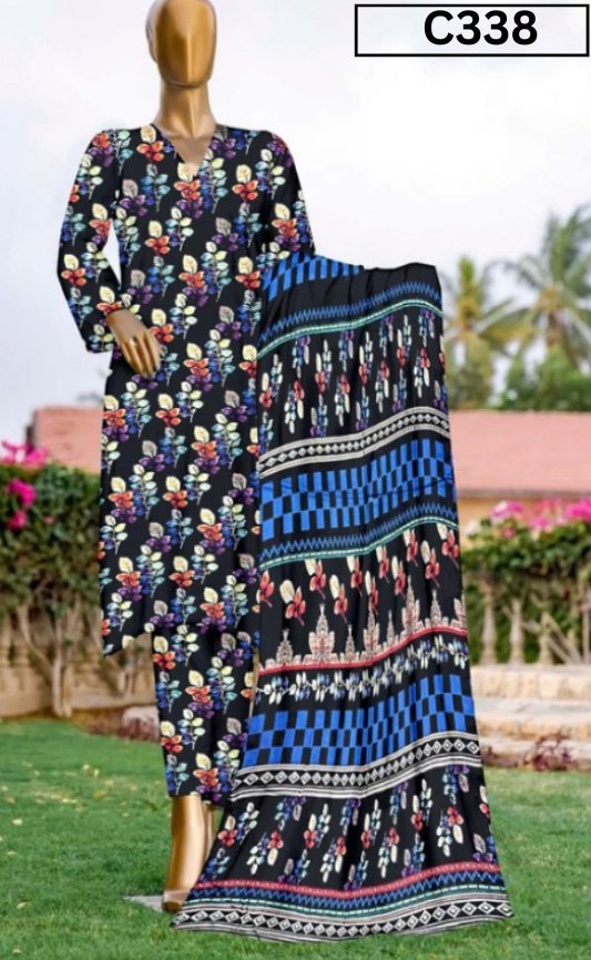 DIGITAL PRINTED LINEN 3PC | DS C338 |