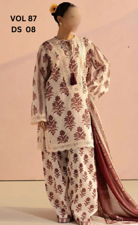 VOL 87 | DS 08 | DIGITAL PRINTED LAWN 3PC BEMBER DUPATTA