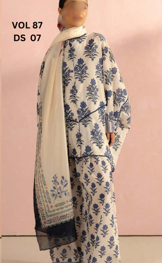 VOL 87 | DS 07 | DIGITAL PRINTED LAWN 3PC BEMBER DUPATTA