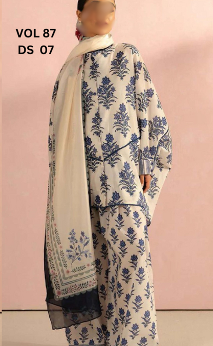 VOL 87 | DS 07 | DIGITAL PRINTED LAWN 3PC BEMBER DUPATTA