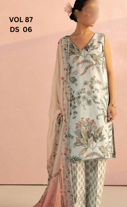 VOL 87 | DS 06 | DIGITAL PRINTED LAWN 3PC BEMBER DUPATTA