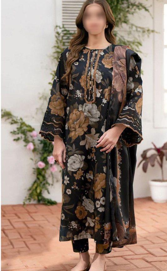 DIGITAL ALLOVER PRINTED LINEN 3PC |DS C286|