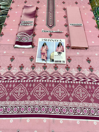 VOL 100 | DS 11 | DIGITAL PRINTED LAWN 3PC DYED TROUSER VOIL DUPATTA