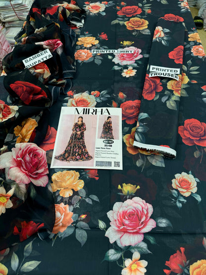 VOL 101 | DS 08 | DIGITAL PRINTED LAWN 3PC BAMBER CHIFFON DUPATTA