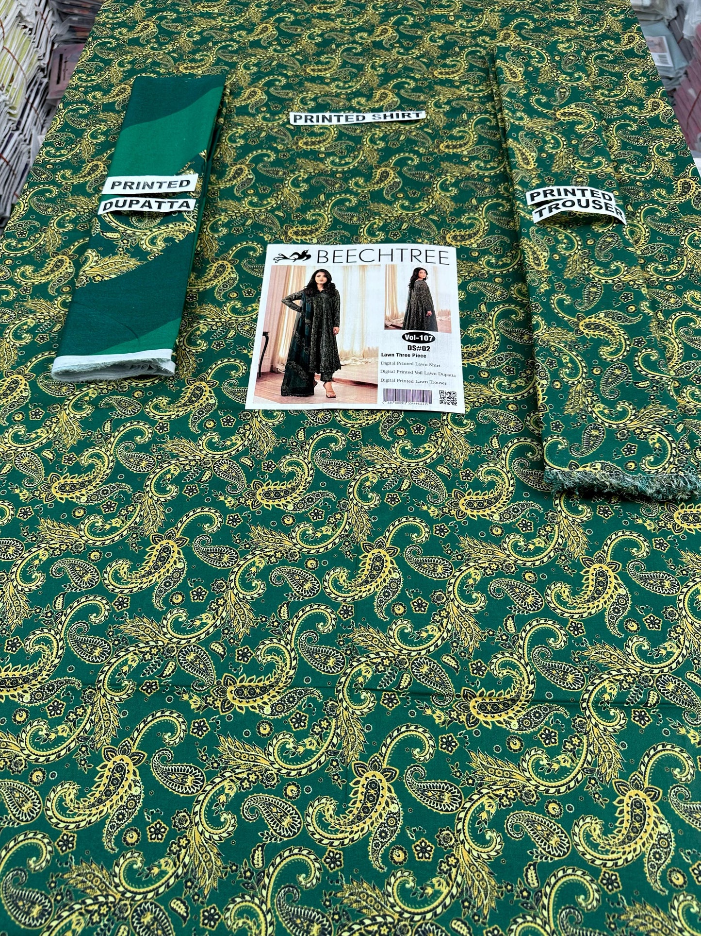 VOL 107 | DS 02 | DIGITAL PRINTED LAWN 3PC VOIL LAWN DUPATTA