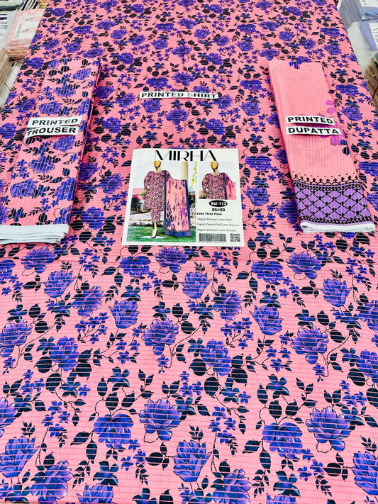 VOL 112 | DS 03 | DIGITAL PRINTED LAWN 3PC VOIL LAWN DUPATTA