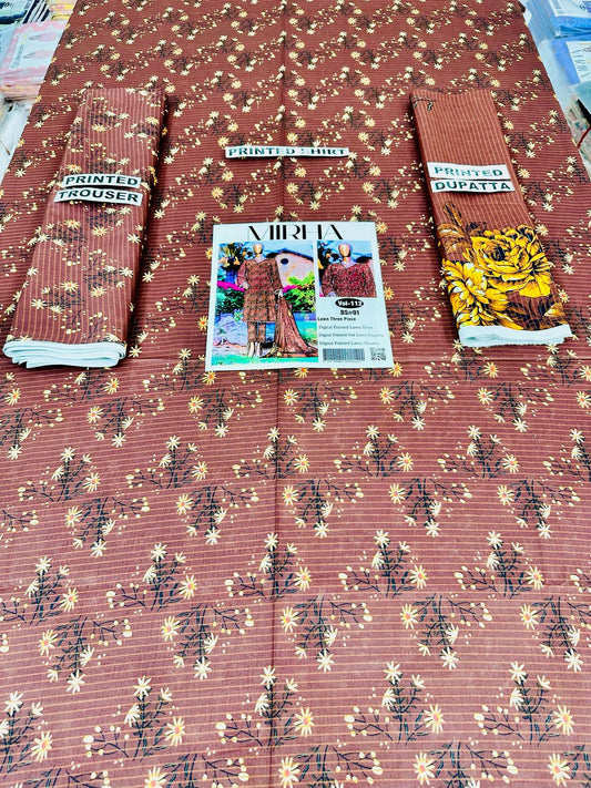 VOL 112 | DS 01 | DIGITAL PRINTED LAWN 3PC VOIL LAWN DUPATTA