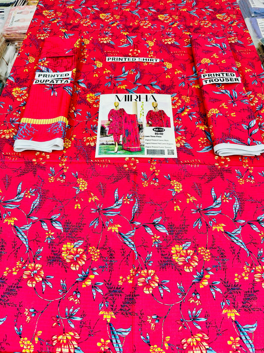 VOL 112 | DS 02 | DIGITAL PRINTED LAWN 3PC VOIL LAWN DUPATTA