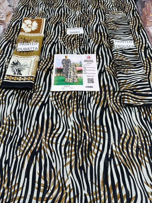 VOL 113 | DS 20 | DIGITAL PRINTED BANADORA LAWN 3PC VOIL LAWN DUPATTA