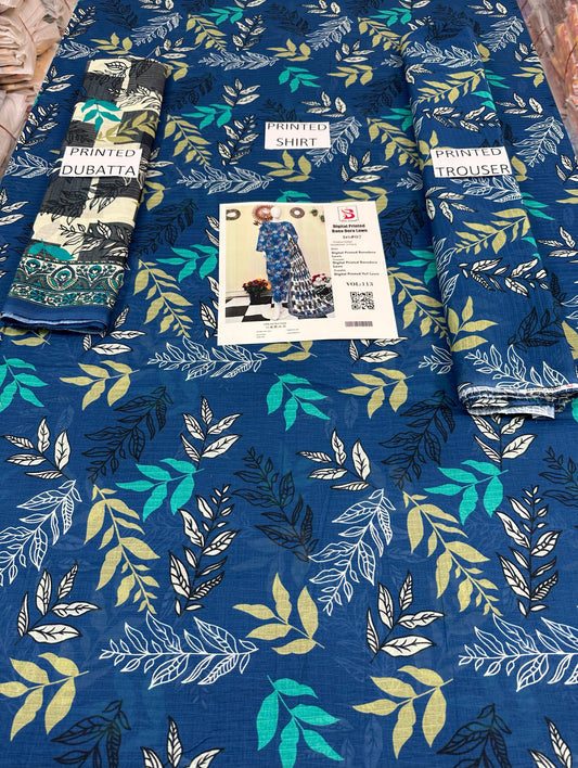 VOL 113 | DS 07 | DIGITAL PRINTED BANADORA LAWN 3PC VOIL LAWN DUPATTA