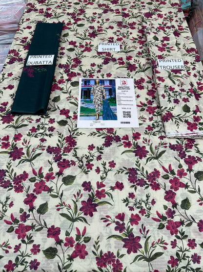 VOL 113 | DS 18 | DIGITAL PRINTED BANADORA LAWN 3PC VOIL LAWN DUPATTA