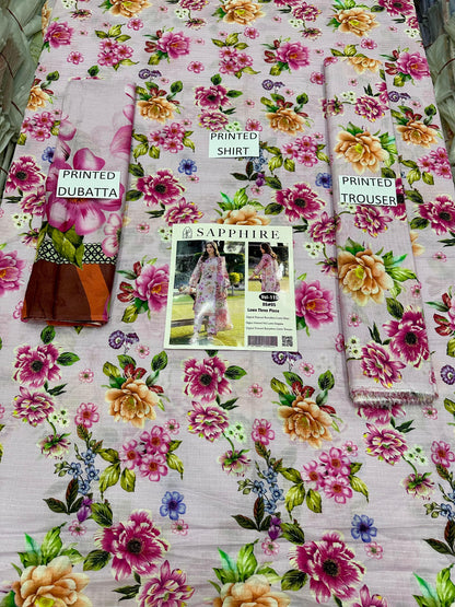 VOL 115 | DS 05 | DIGITAL PRINTED BANADORA LAWN 3PC VOIL LAWN DUPATTA