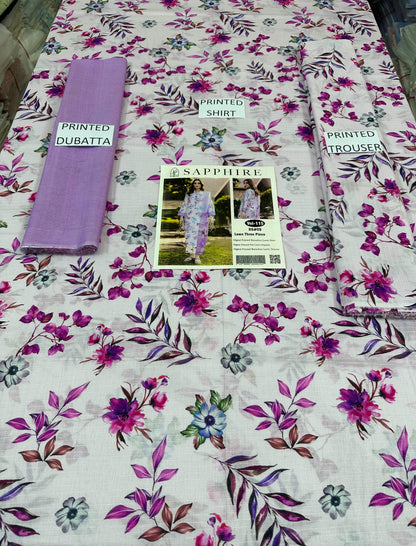 VOL 115 | DS 09 | DIGITAL PRINTED BANADORA LAWN 3PC VOIL LAWN DUPATTA