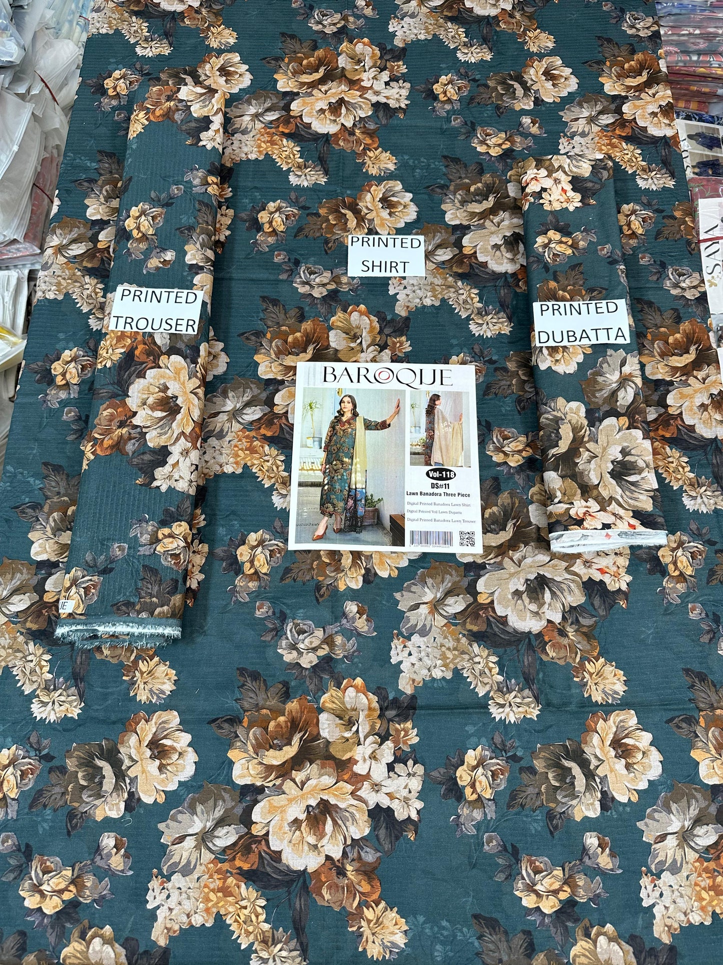 VOL 118 | DS 11 | DIGITAL PRINTED BANADORA LAWN 3PC VOIL LAWN DUPATTA