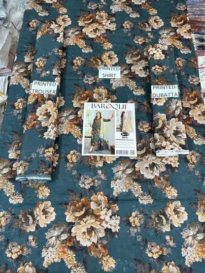 VOL 118 | DS 11 | DIGITAL PRINTED BANADORA LAWN 3PC VOIL LAWN DUPATTA